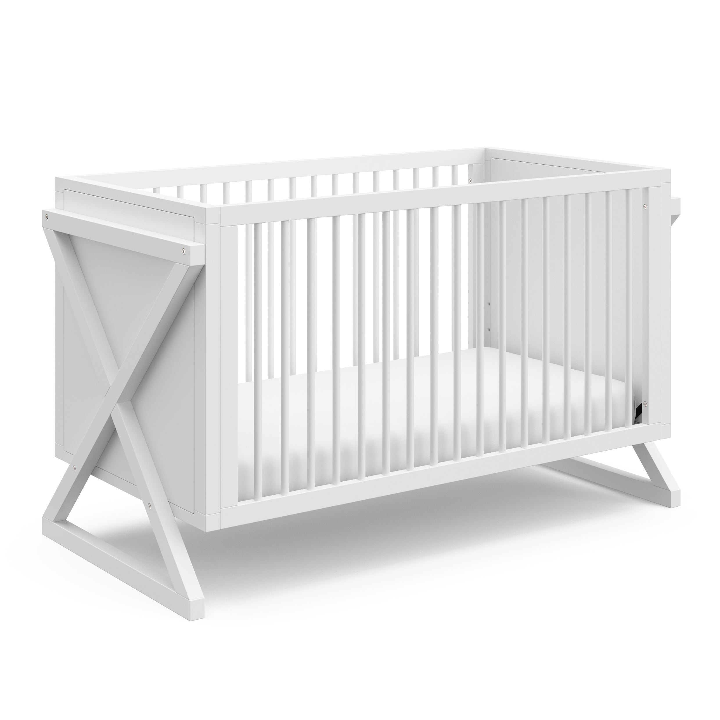 White crib angled