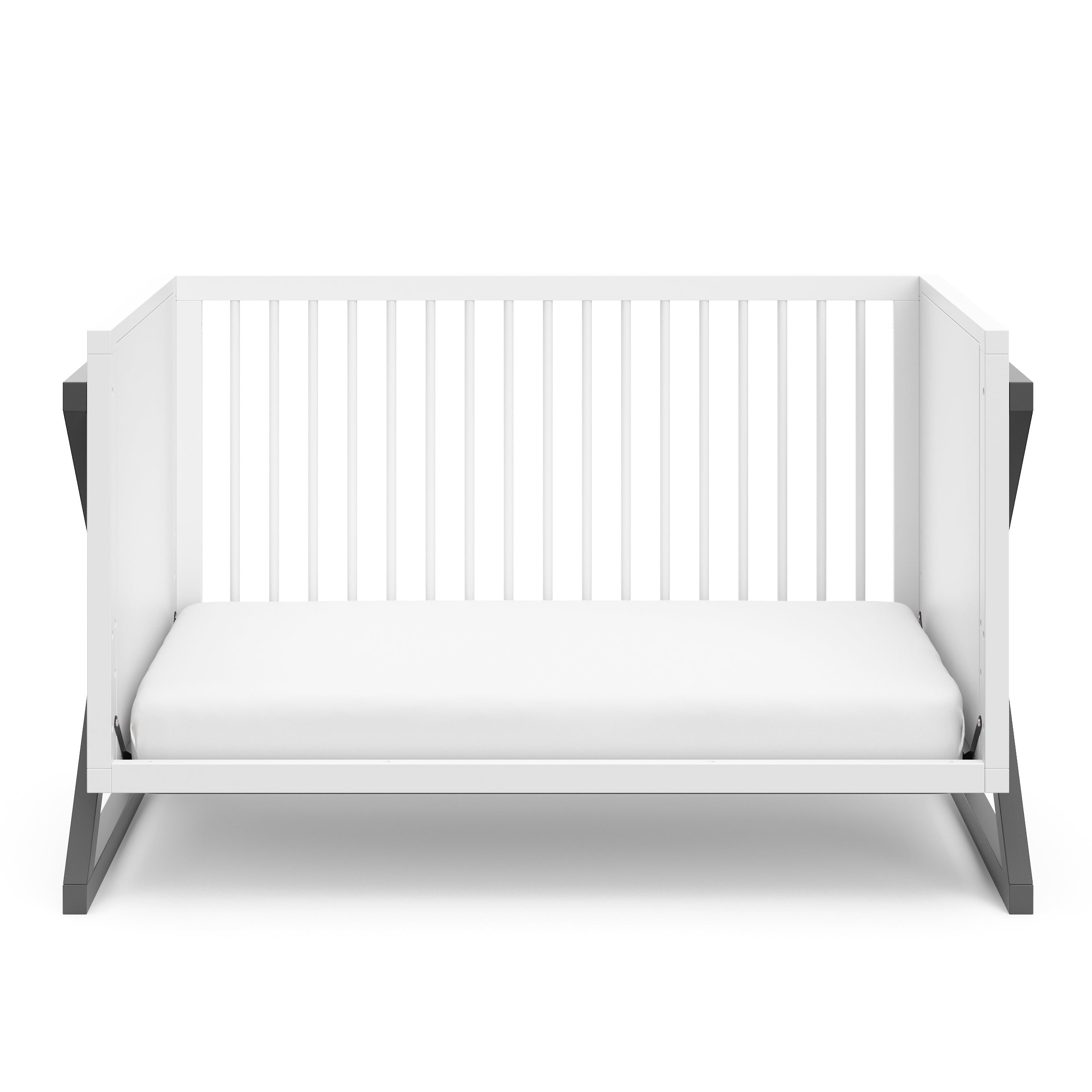 white and gray crib gray in toddler bed conversion