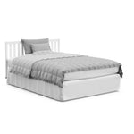 White crib with pebble gray in full-size bed with headboard conversion