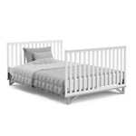 White with pebble gray crib in full-size bed with headboard and footboard conversion