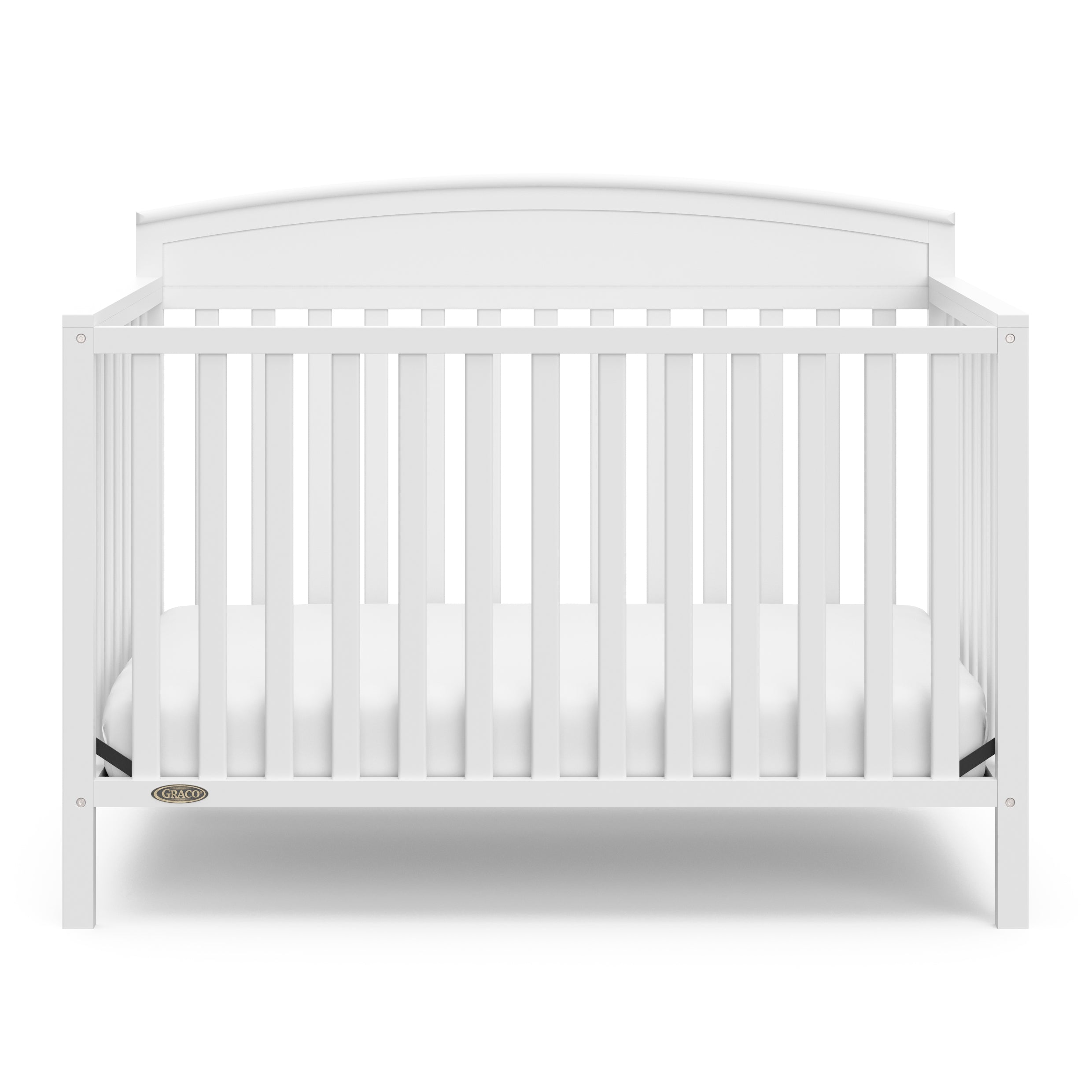 Benton white crib front view