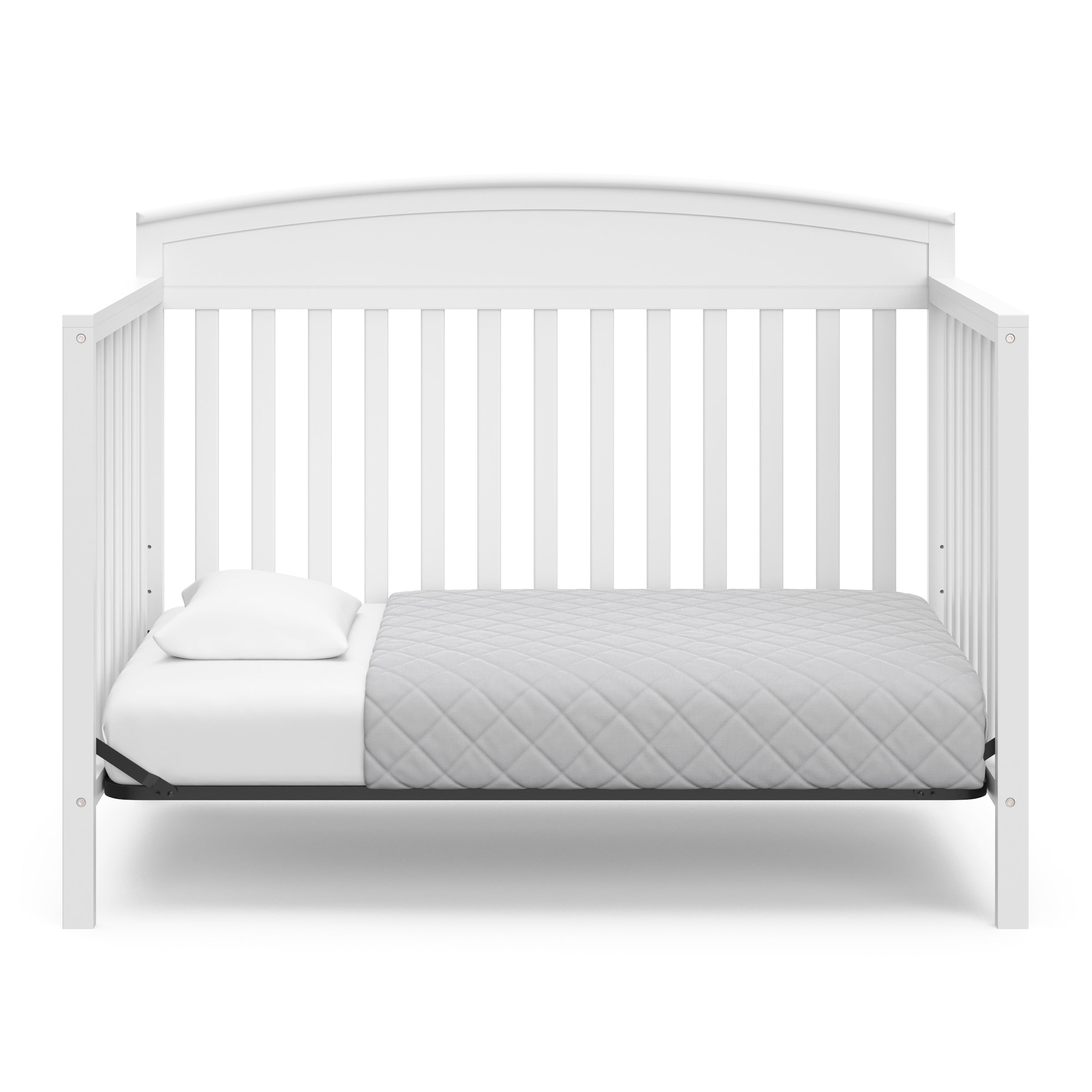 Benton white crib converted to toddler bed without guardrail
