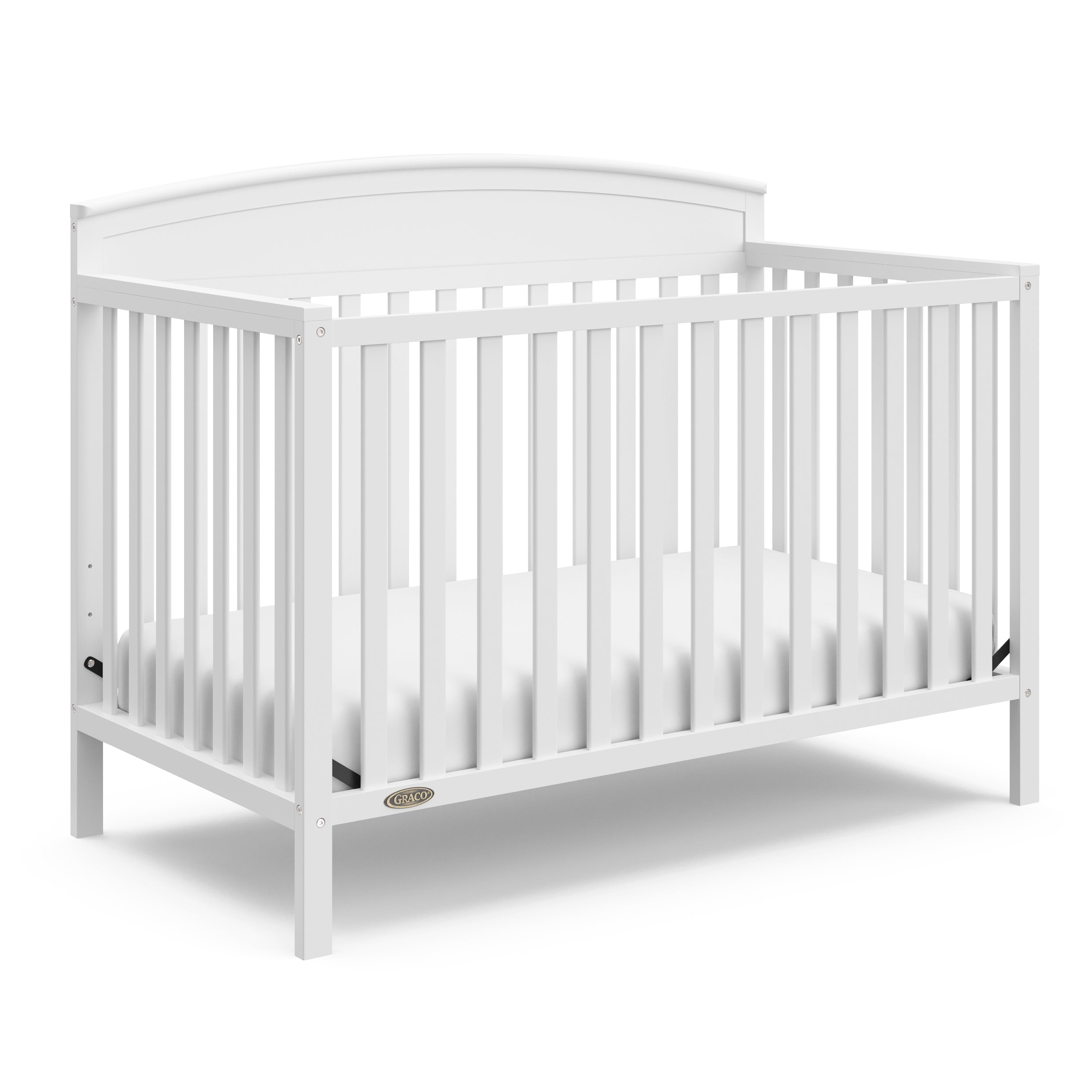 Benton white crib angle view