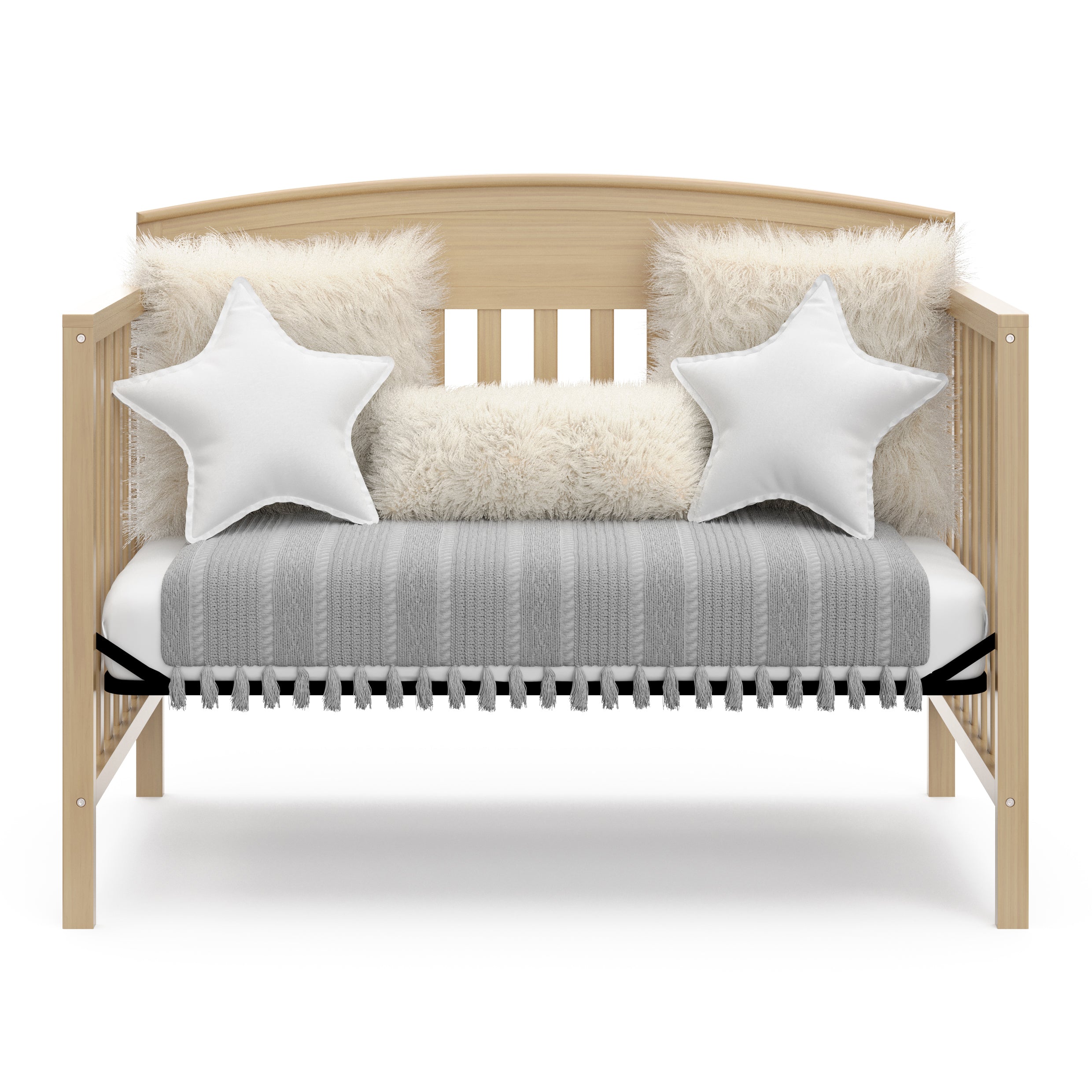 Benton driftwood crib converted to daybed