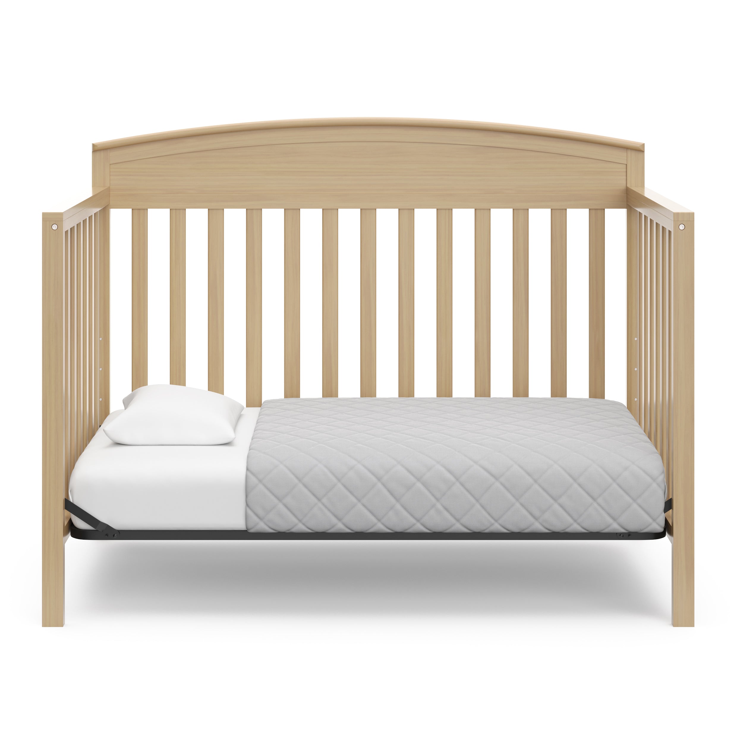 Benton driftwood crib converted to toddler bed without guardrail
