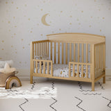 driftwood crib in toddler bed conversion with 2 toddler safety guardrails, in nursery