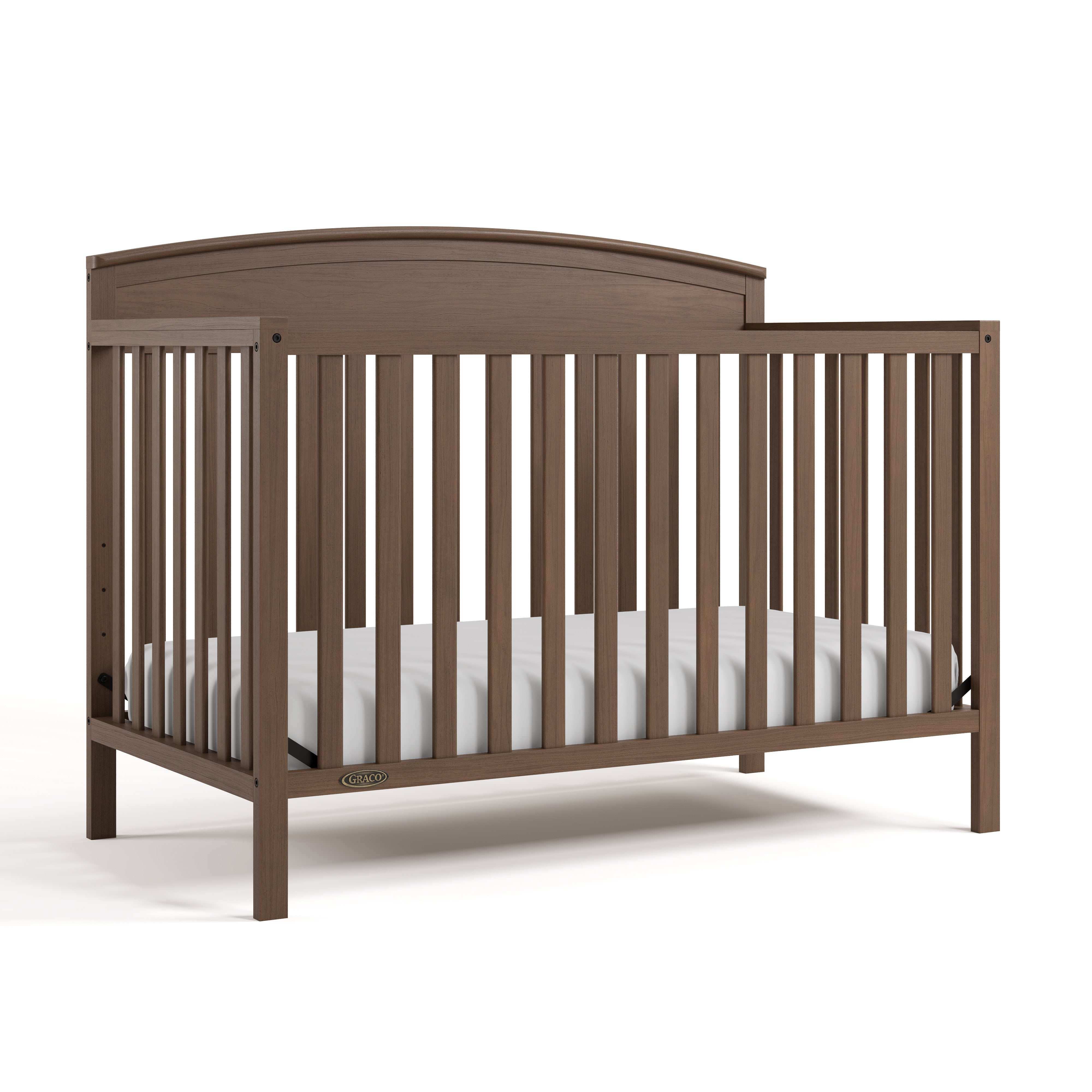 Benton hazelnut crib angle view