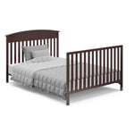 espresso crib in full-size bed with headboard and footboard conversion