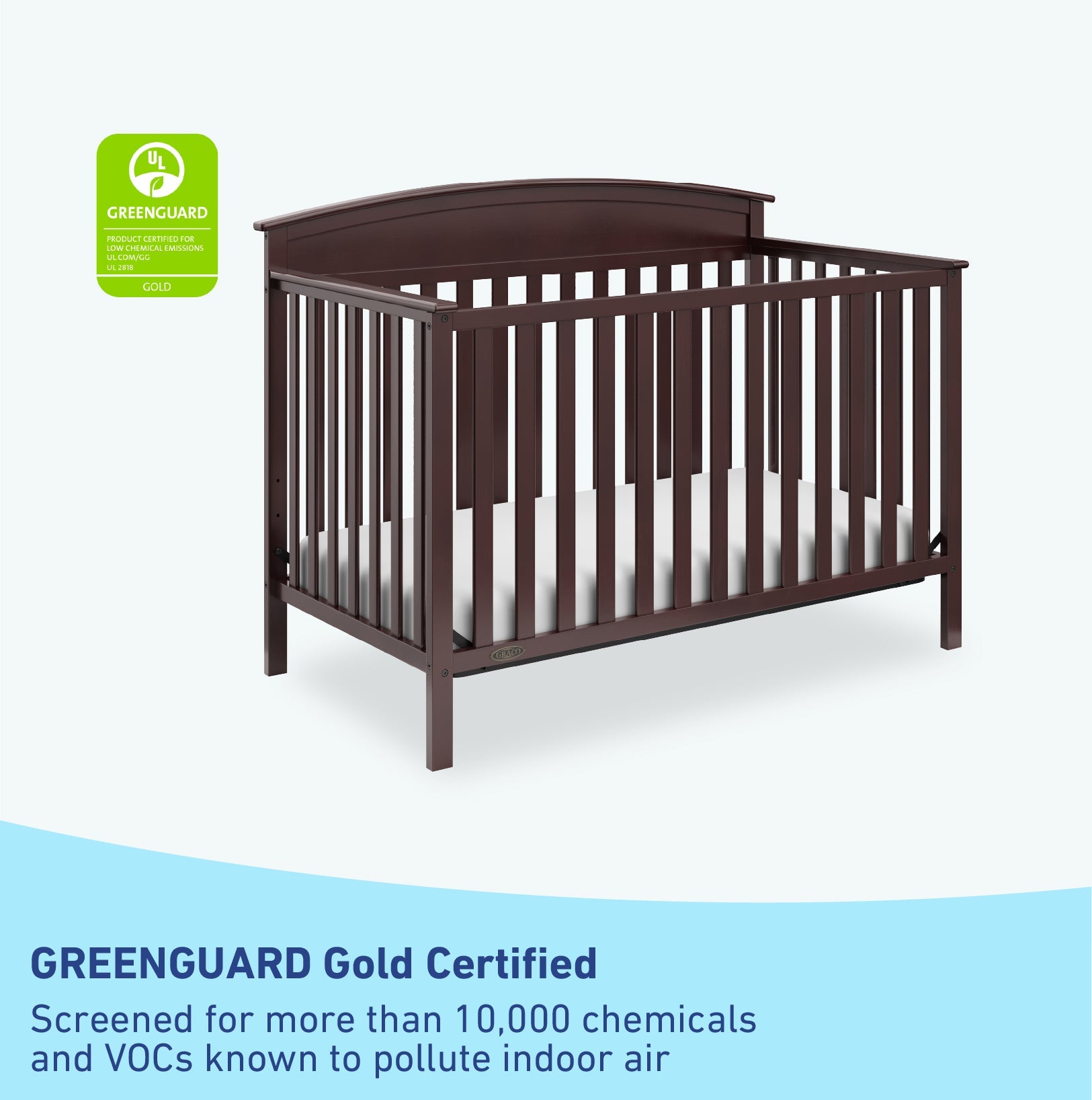 GREENGUARD Gold Certified espresso crib
