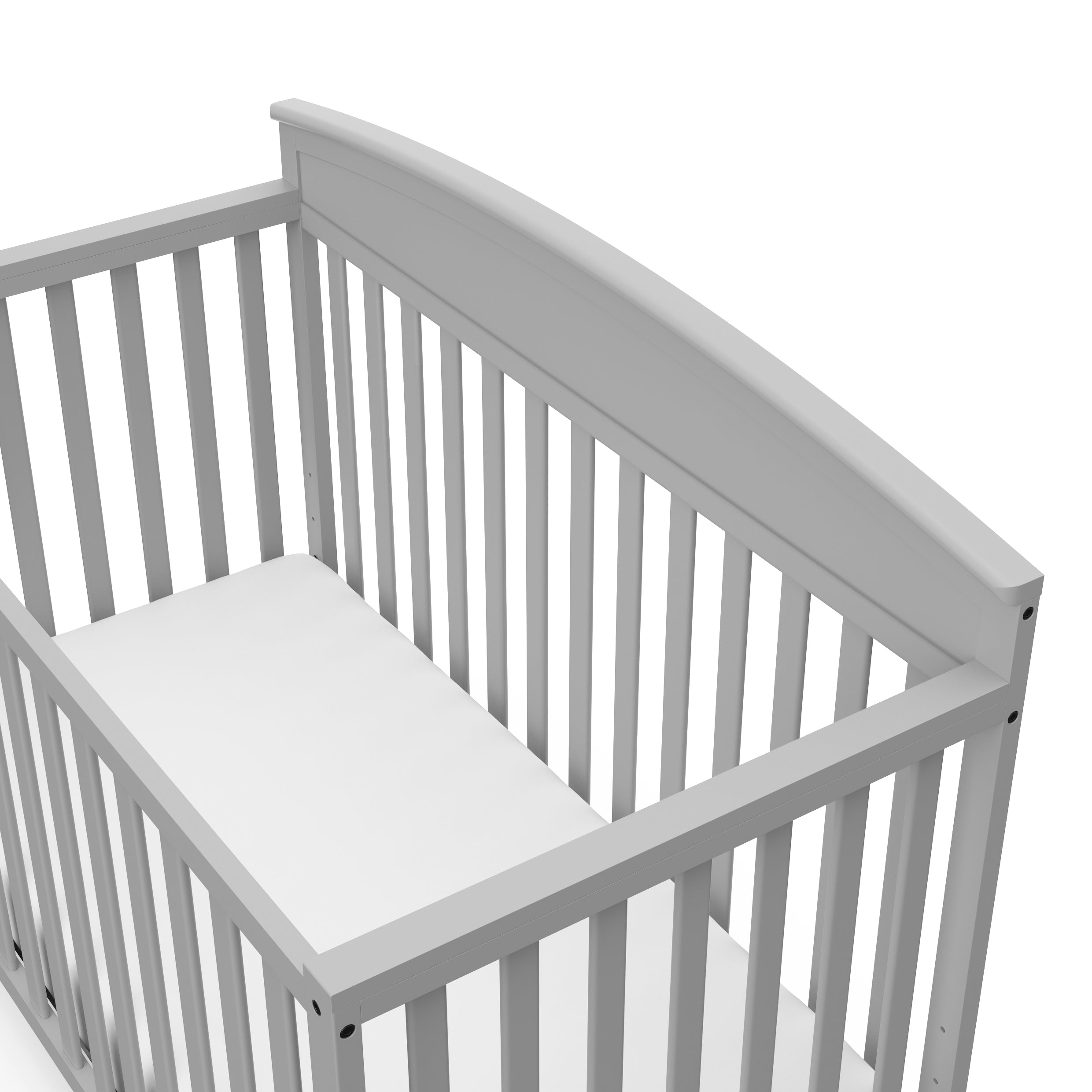 Benton pebble gray crib top view