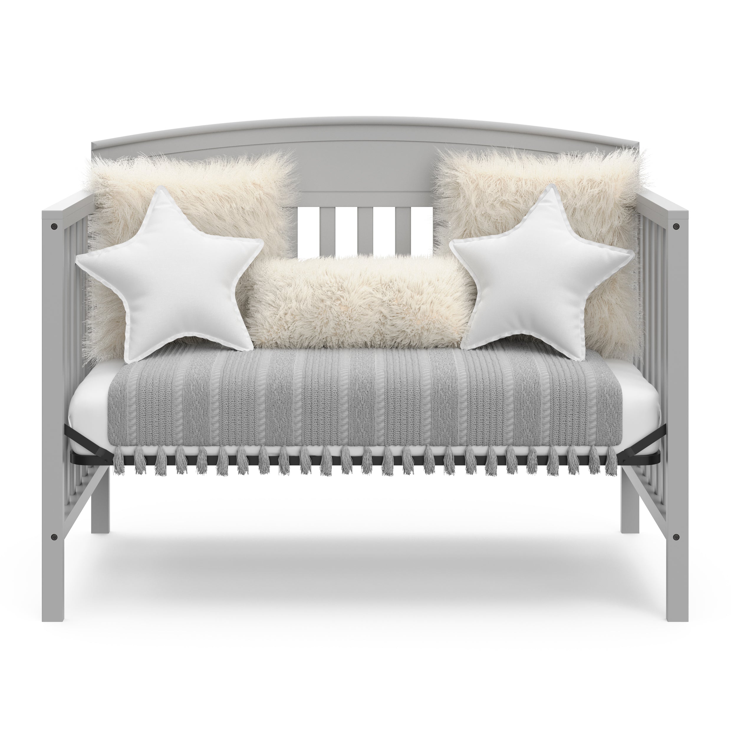 Benton pebble gray crib converted to daybed