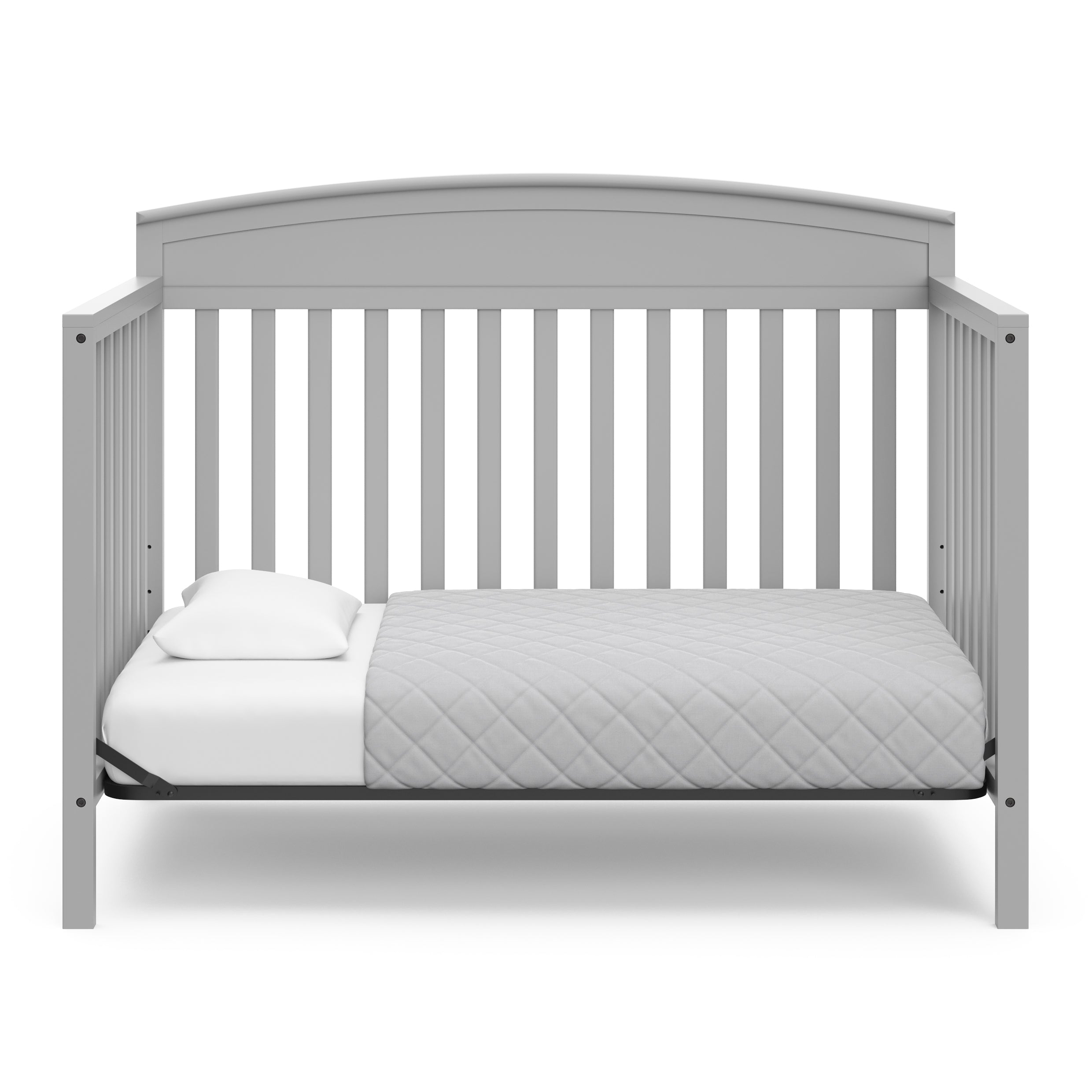 Benton pebble gray crib converted to toddler bed without guardrail