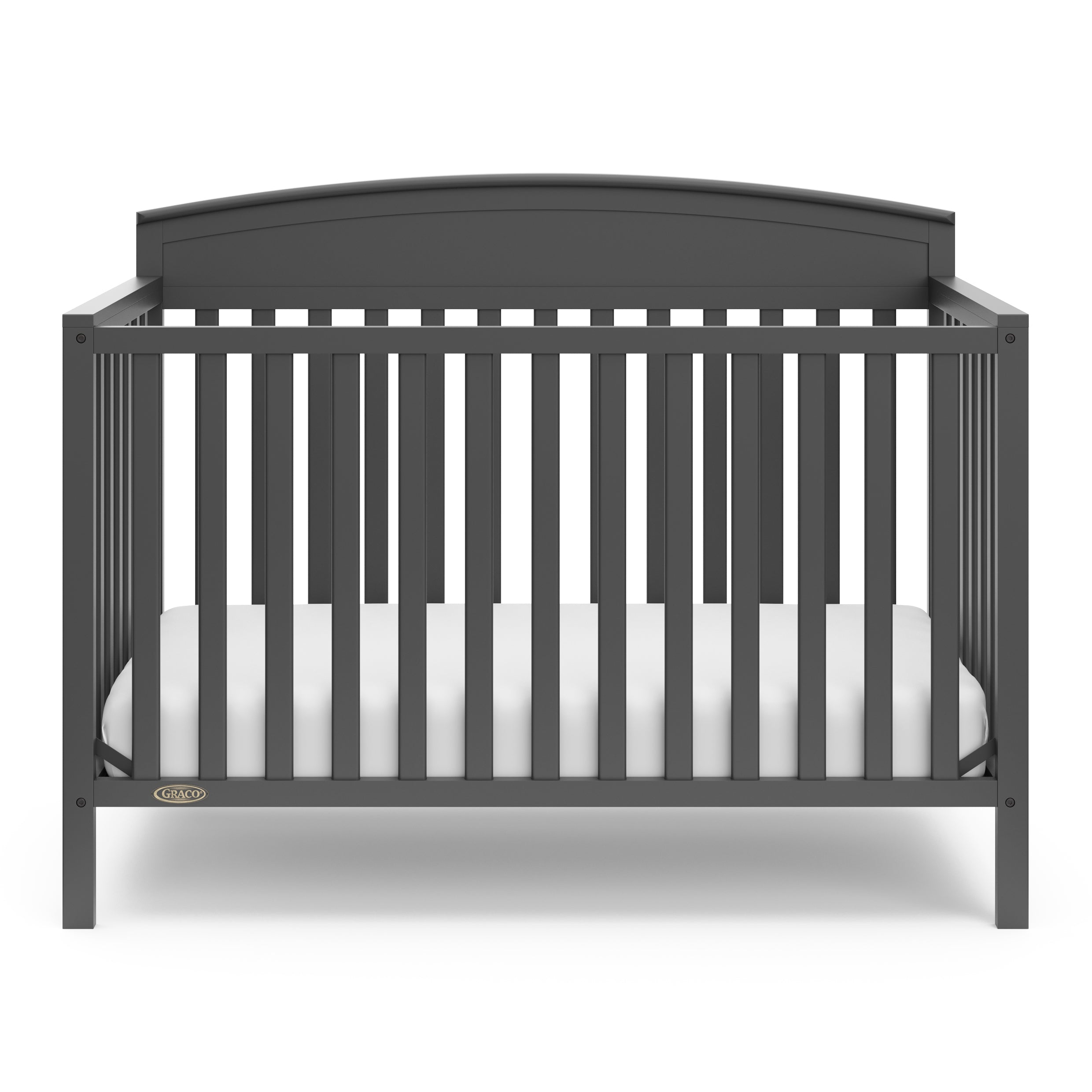 Benton gray crib front view