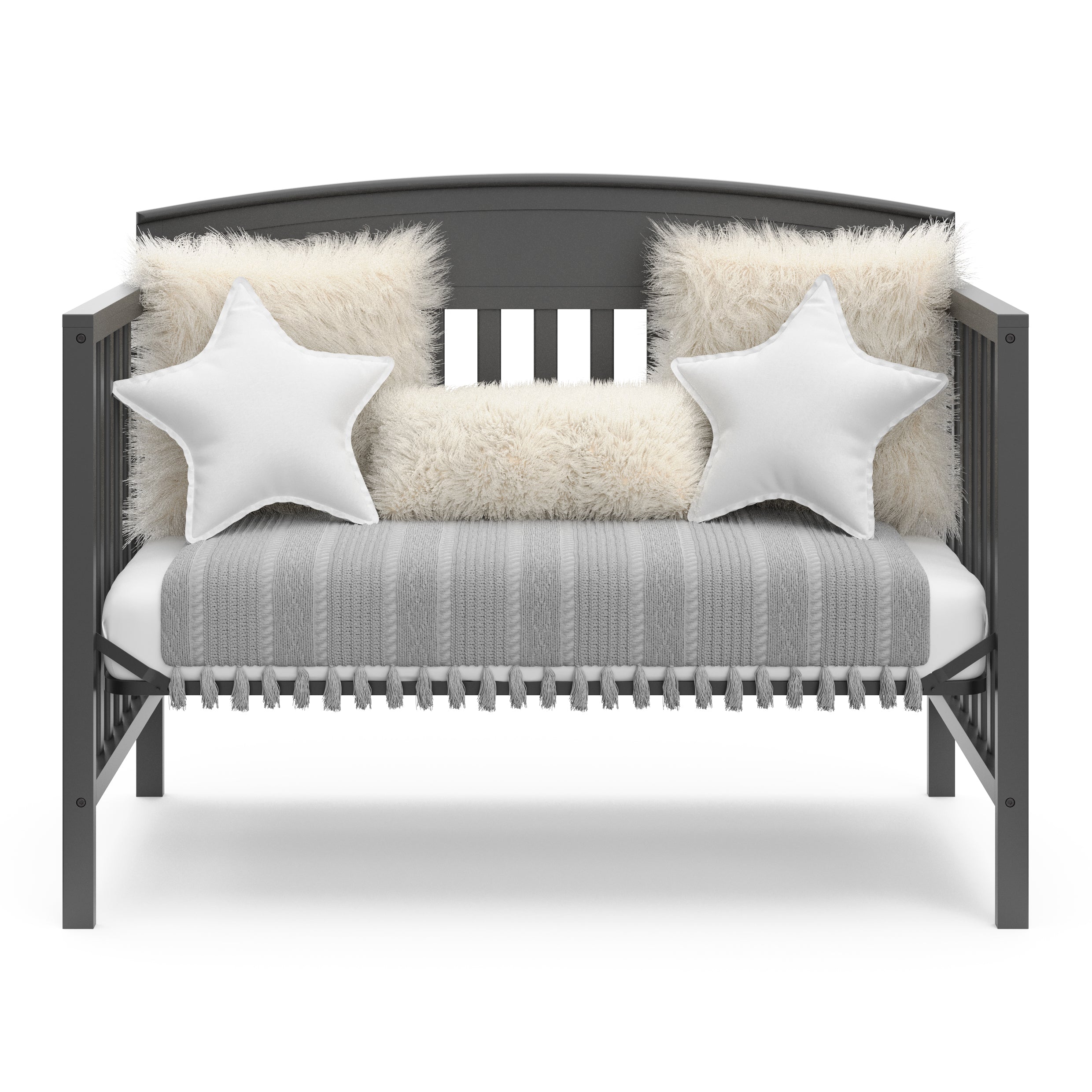 Benton gray crib converted to daybed