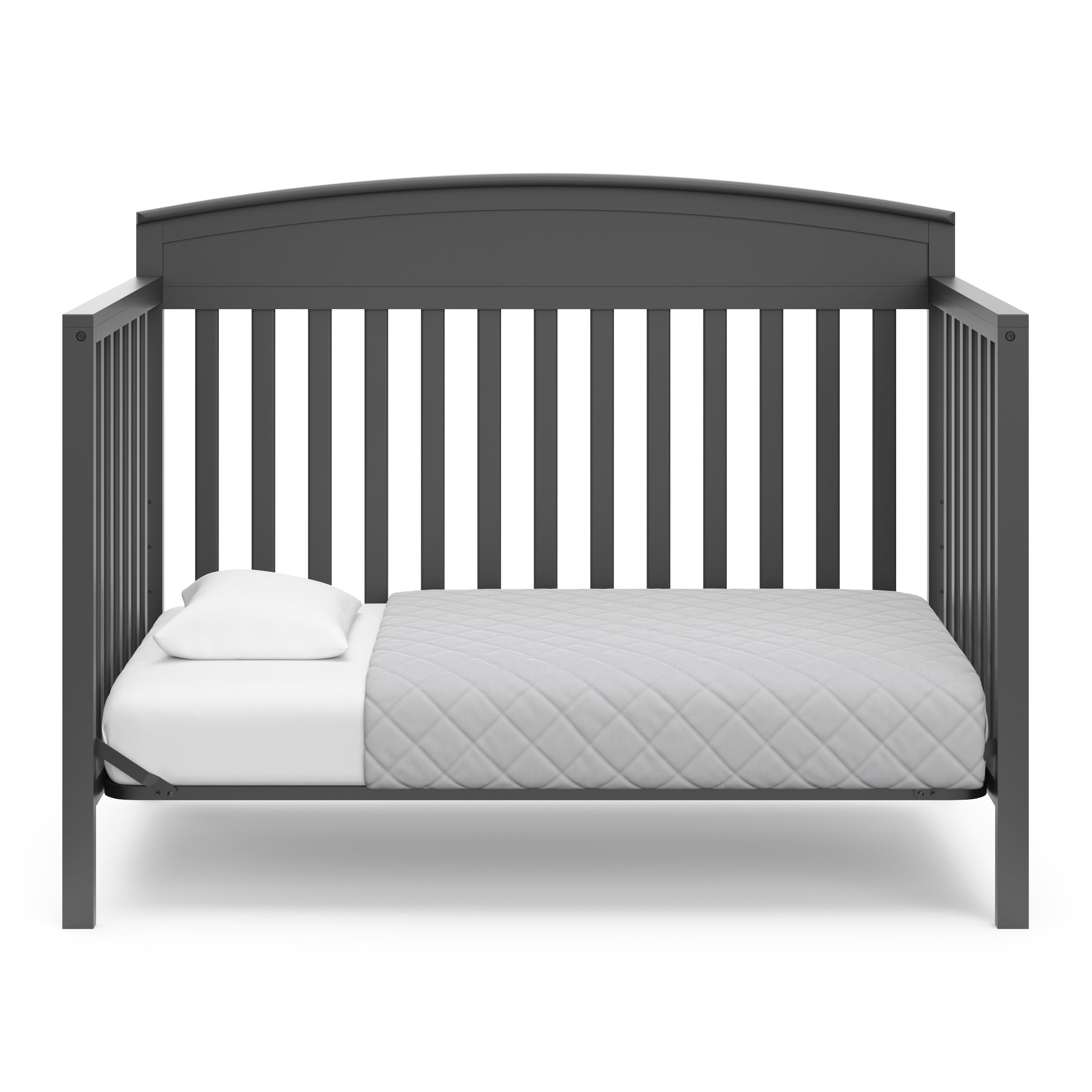 Benton gray crib converted to toddler bed without guardrail