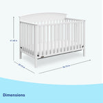 White crib dimensions graphic