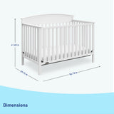 White crib dimensions graphic