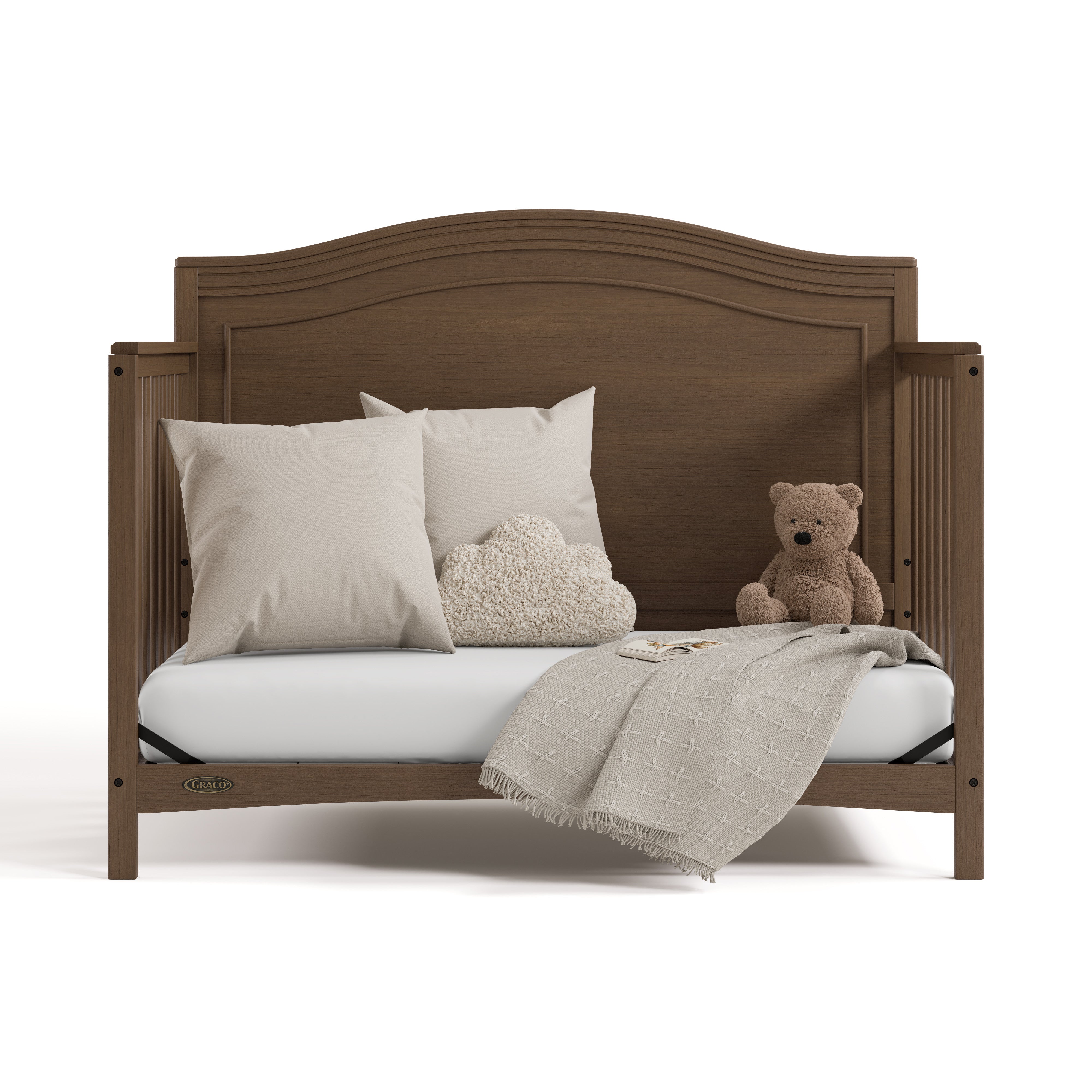 Paris hazelnut crib converted to daybed