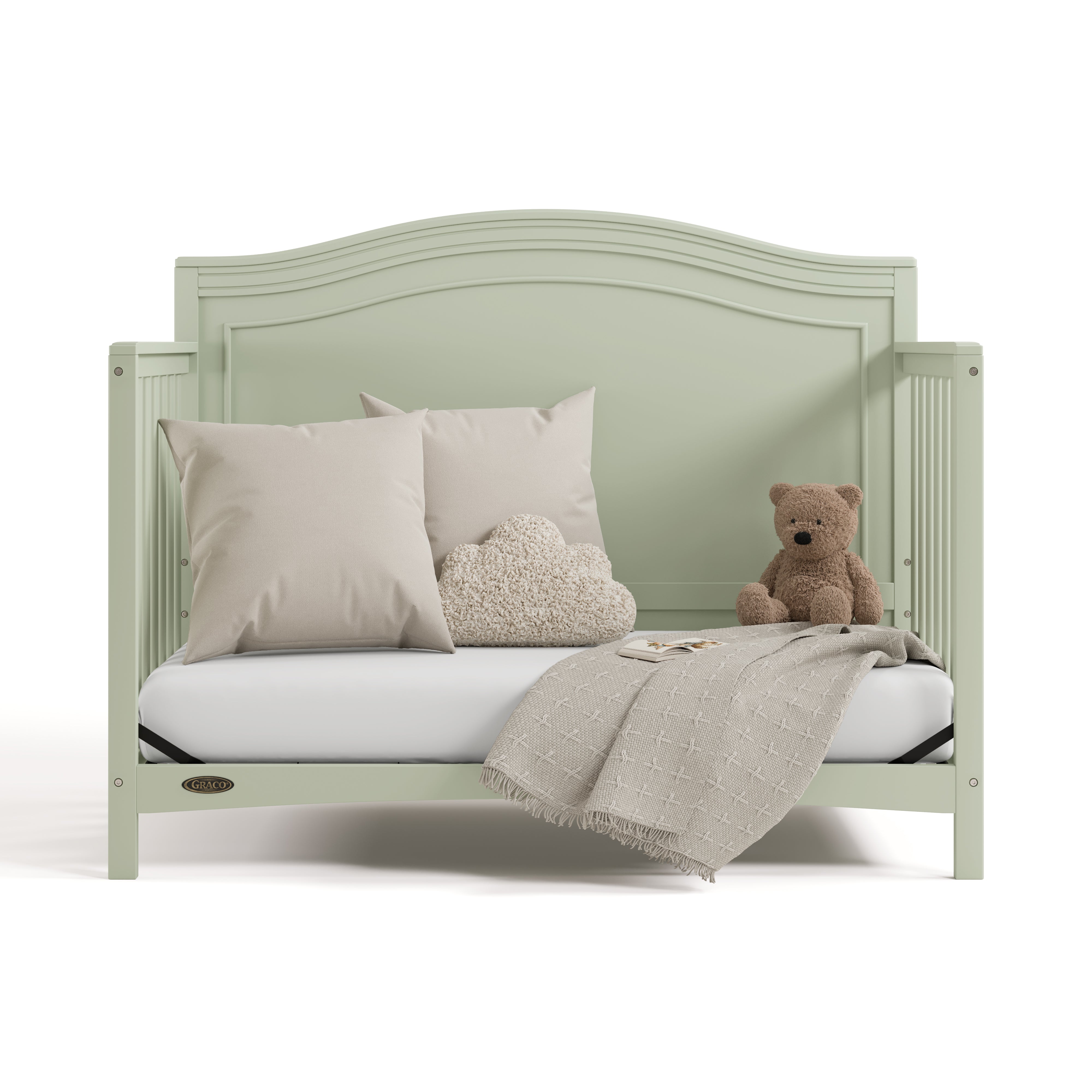 Paris sage crib converted to daybed