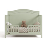 Paris sage crib converted to toddler bed with two guardrails