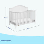 White crib dimensions graphic