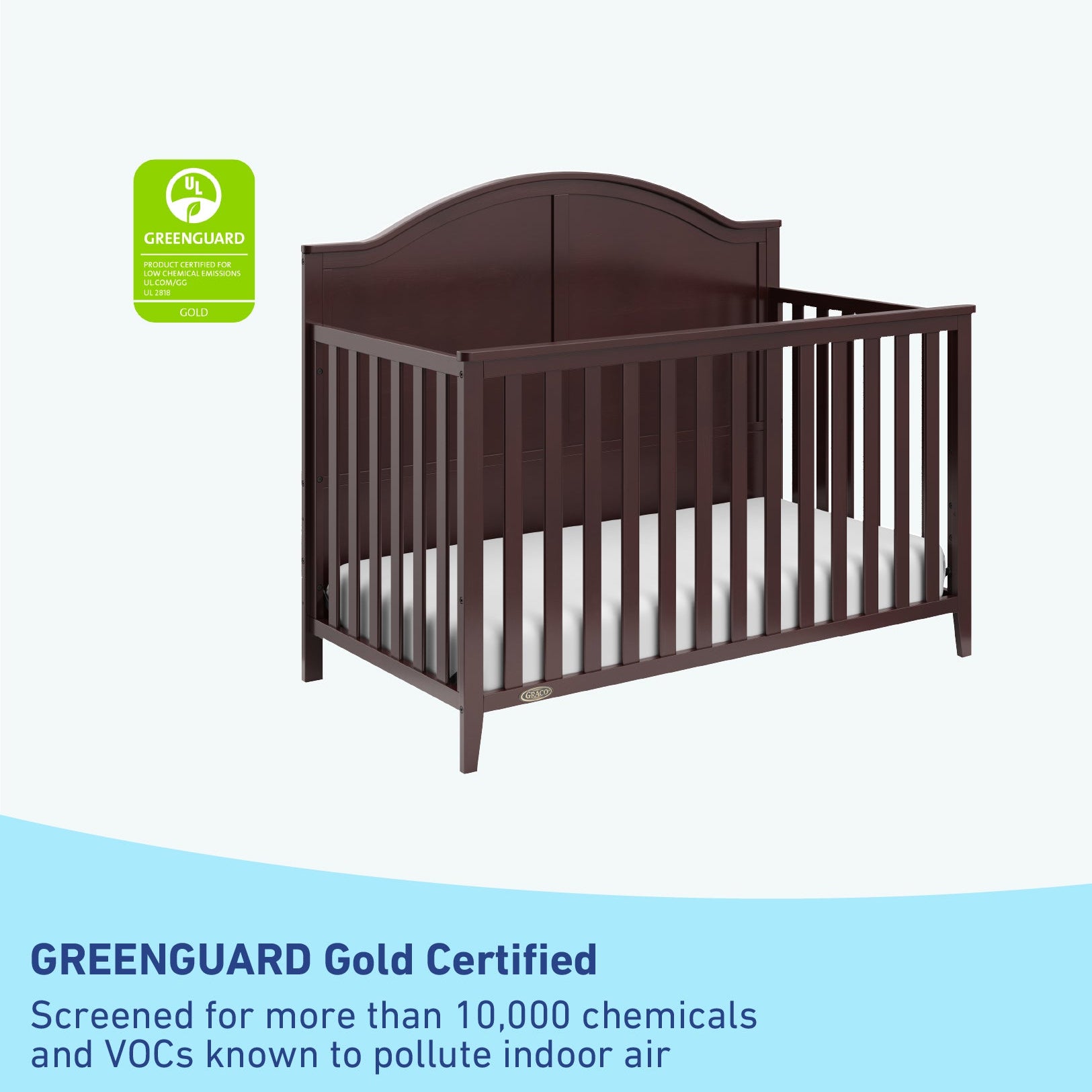 GREENGUARD Gold Certified espresso crib