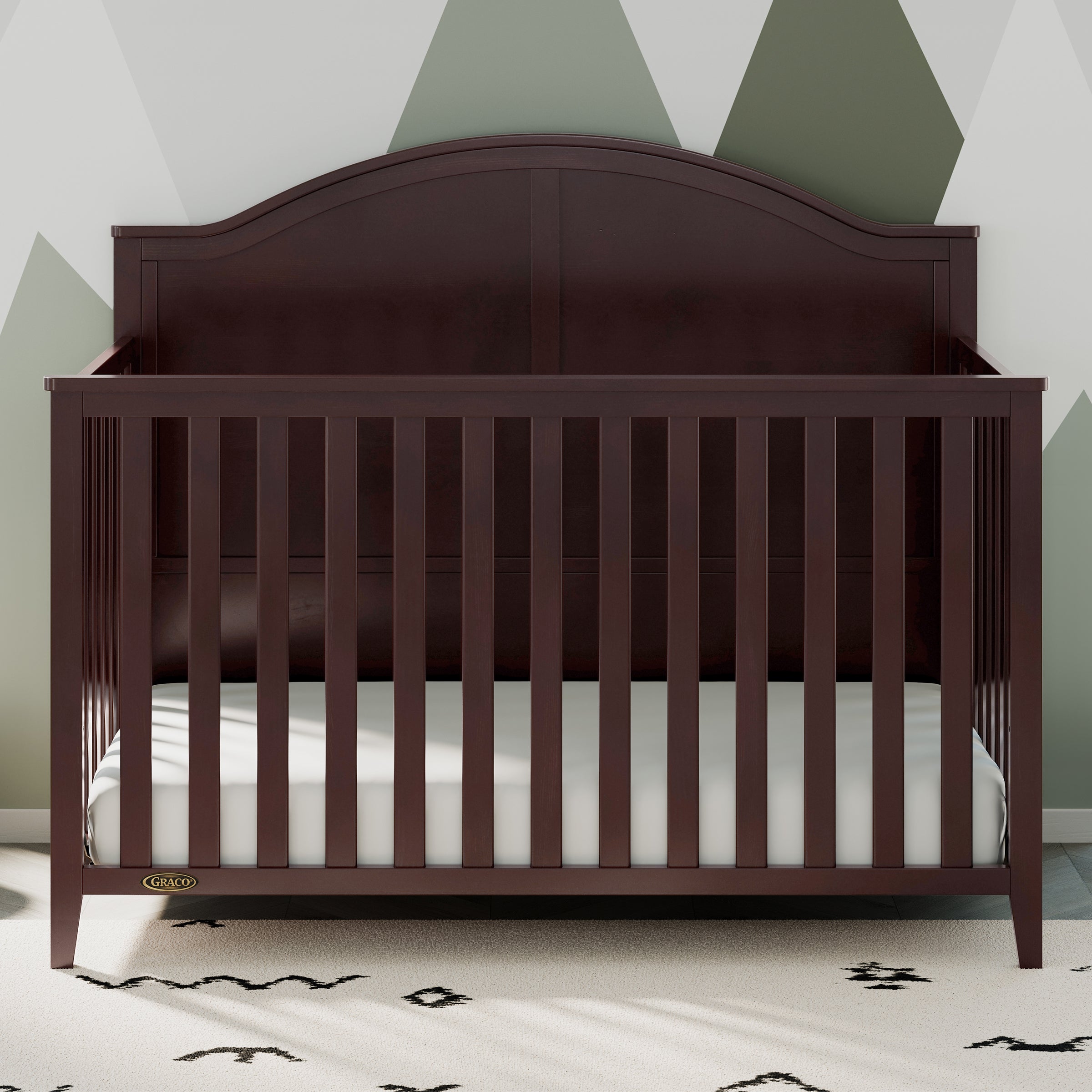 espresso crib in nursery