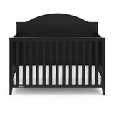 Front view of black crib