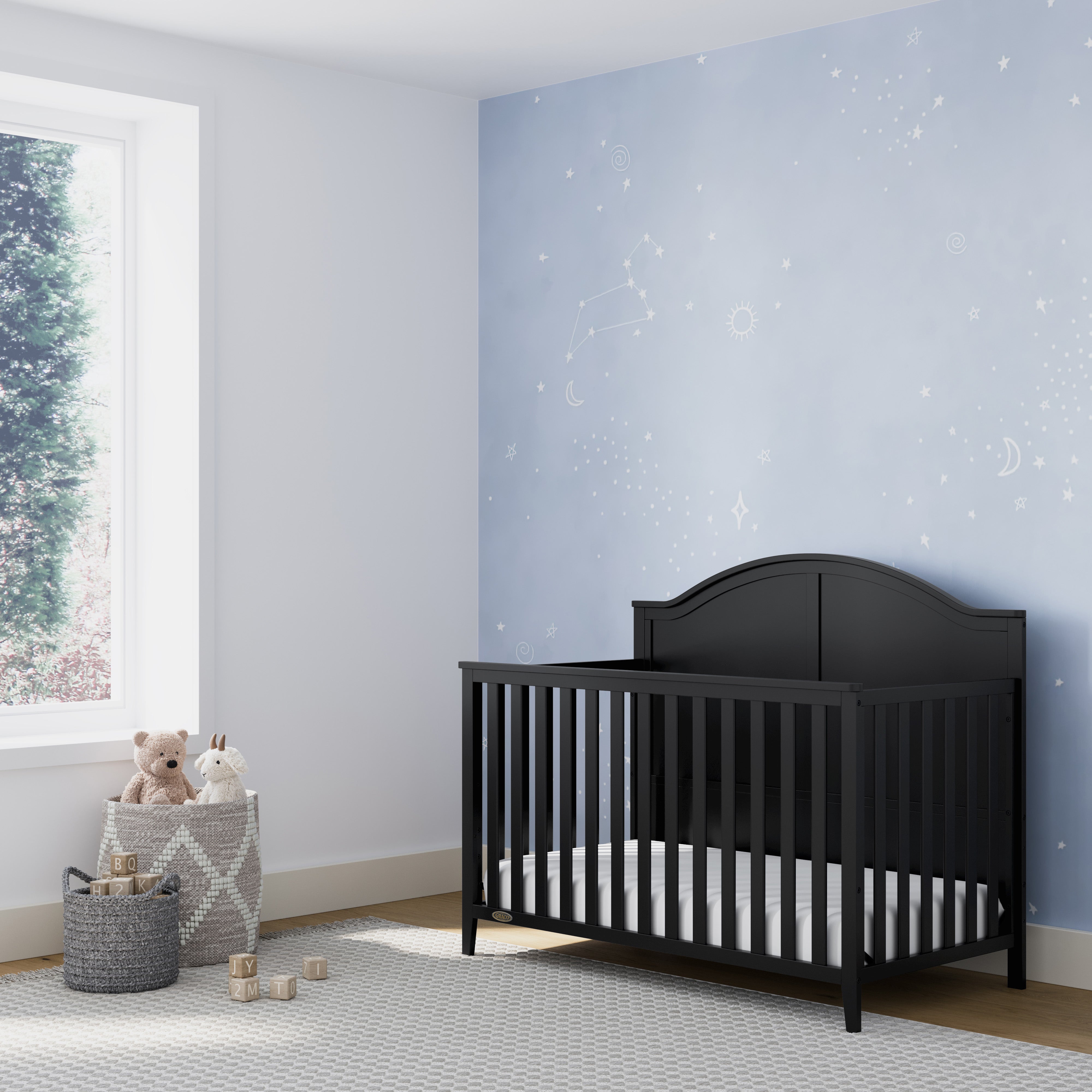 black crib in nursery