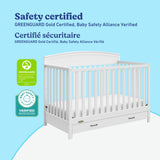 Benton white crib with drawer certifications callout
