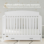 Benton white crib with drawer style callout