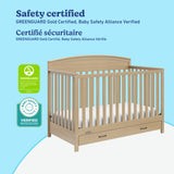 Benton driftwood crib with drawer certifications callout