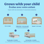 Benton driftwood crib with drawer conversions callout