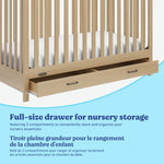 Benton driftwood crib with drawer storage callout