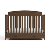 Benton hazelnut crib with drawer front view