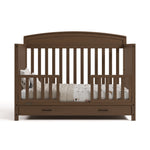 Benton hazelnut crib with drawer converted to toddler bed