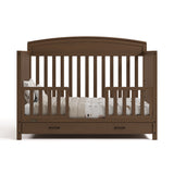 Benton hazelnut crib with drawer converted to toddler bed