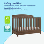 Benton hazelnut crib with drawer certifications callout