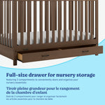 Benton hazelnut crib with drawer storage callout