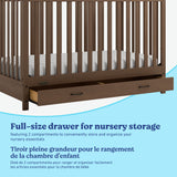 Benton hazelnut crib with drawer storage callout