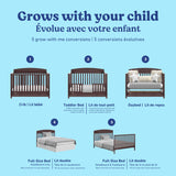 Benton espresso crib with drawer conversions callout