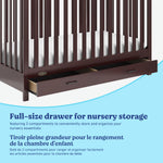 Benton espresso crib with drawer storage callout
