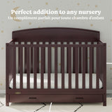 Benton espresso crib with drawer style callout