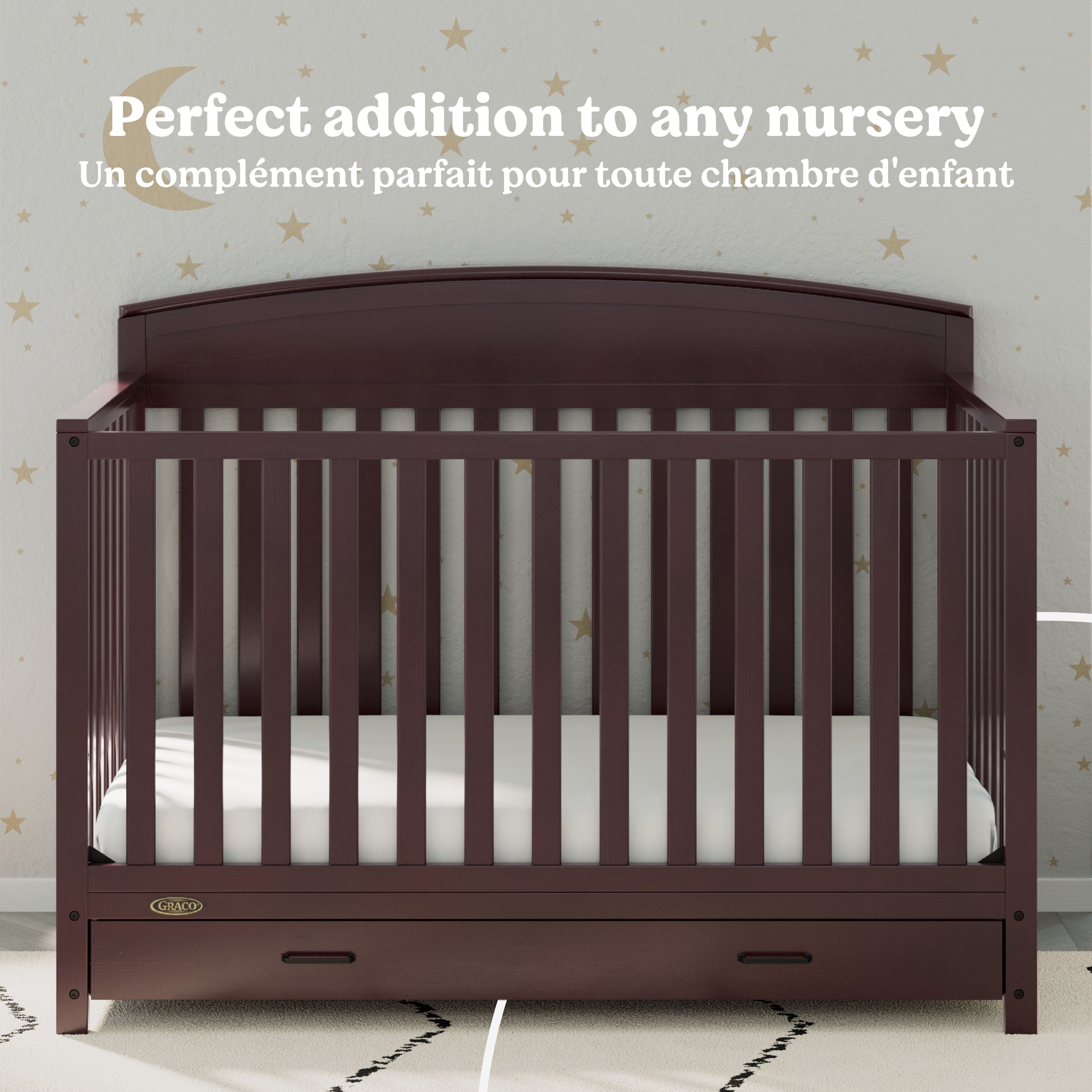 Benton espresso crib with drawer style callout