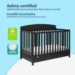 Benton black crib with drawer certifications callout