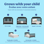 Benton black crib with drawer conversions callout