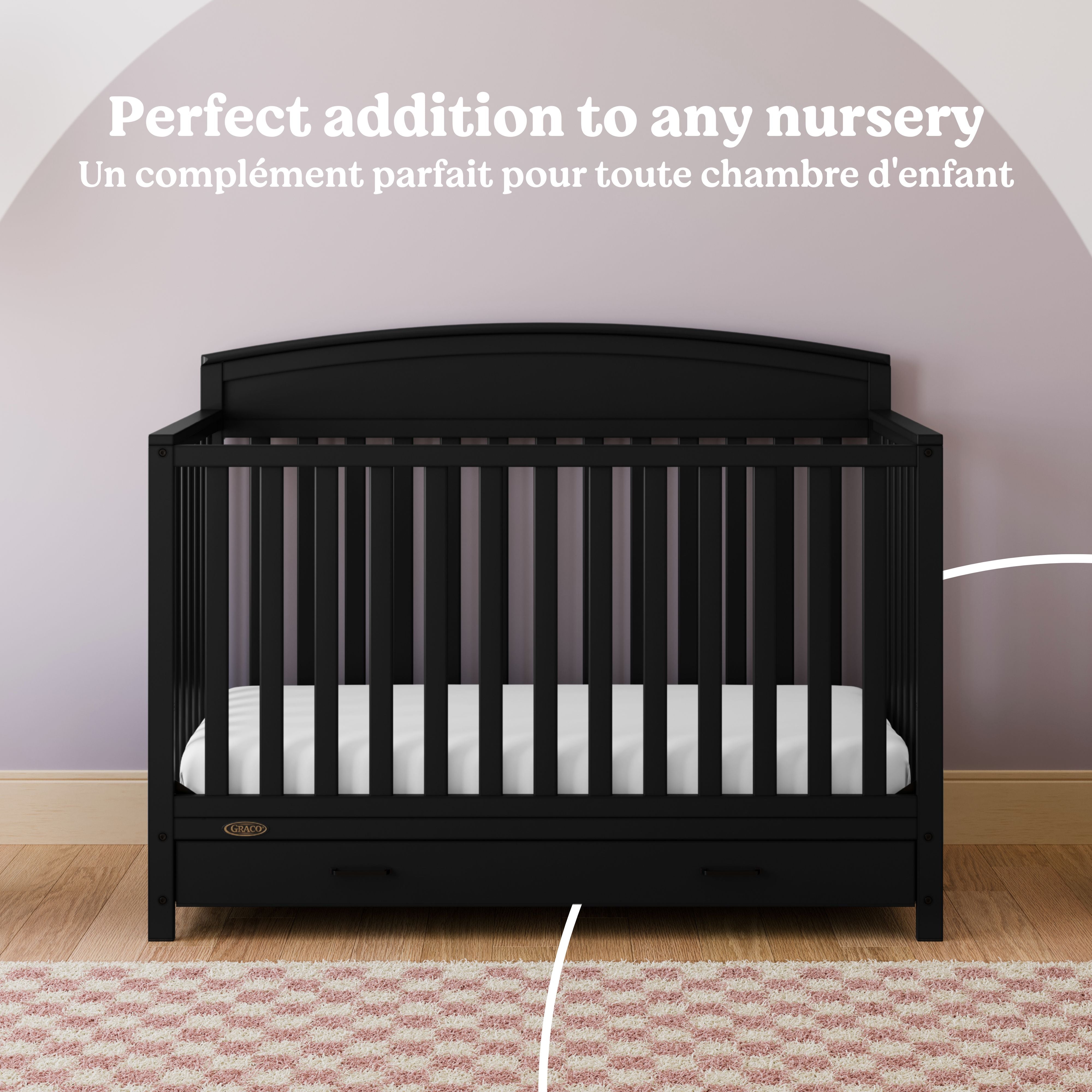 Benton black crib with drawer style callout