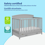 Benton pebble gray crib with drawer certifications callout