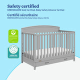 Benton pebble gray crib with drawer certifications callout