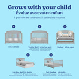 Benton pebble gray crib with drawer conversions callout